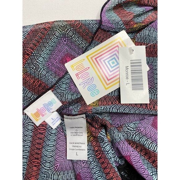 LuLaRoe Monroe Chiffon Fringe Kimono Cardigan Large NEW - Picture 4 of 6